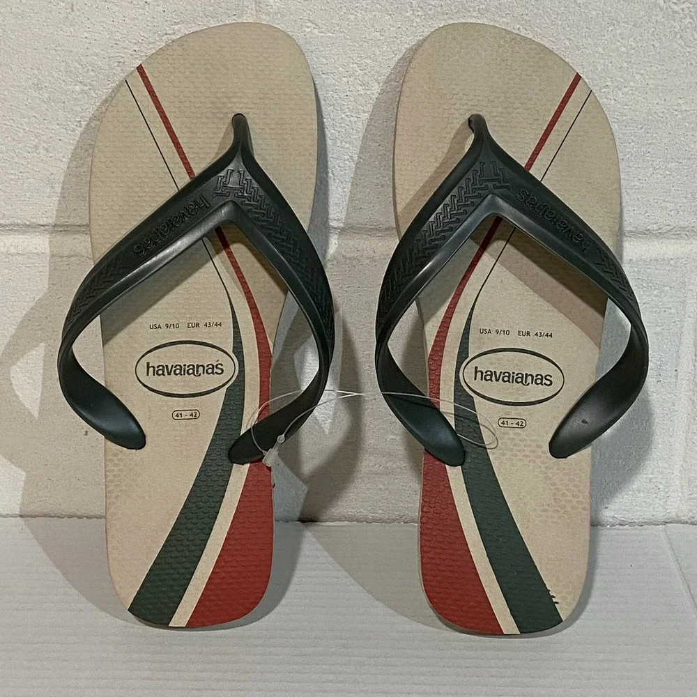 havaianas Top Max Basic FC Flip Flop Sandals US9/10 EU43/44 Beige Beach‎ NWT